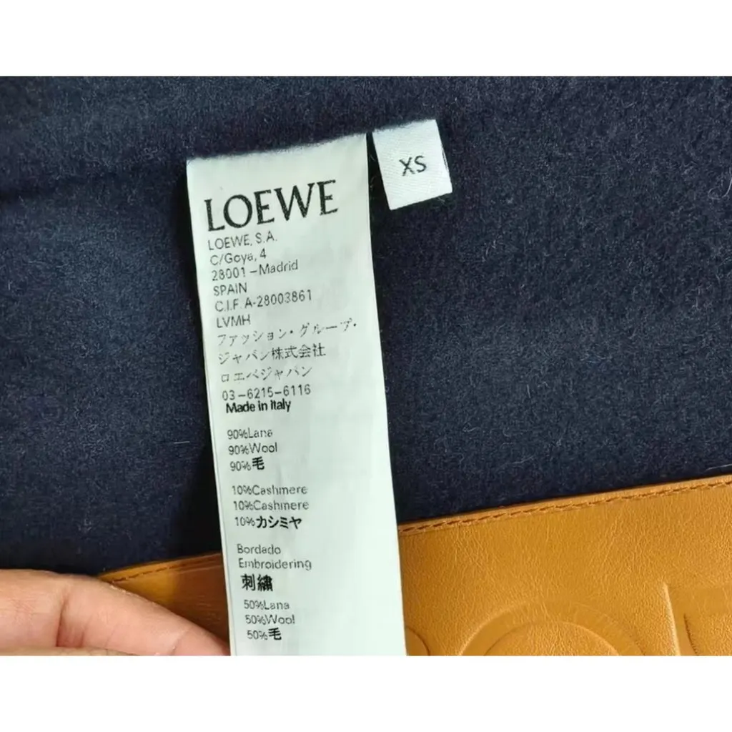 Loewe Navy Wool Coat Navy Wool Very good - Model View