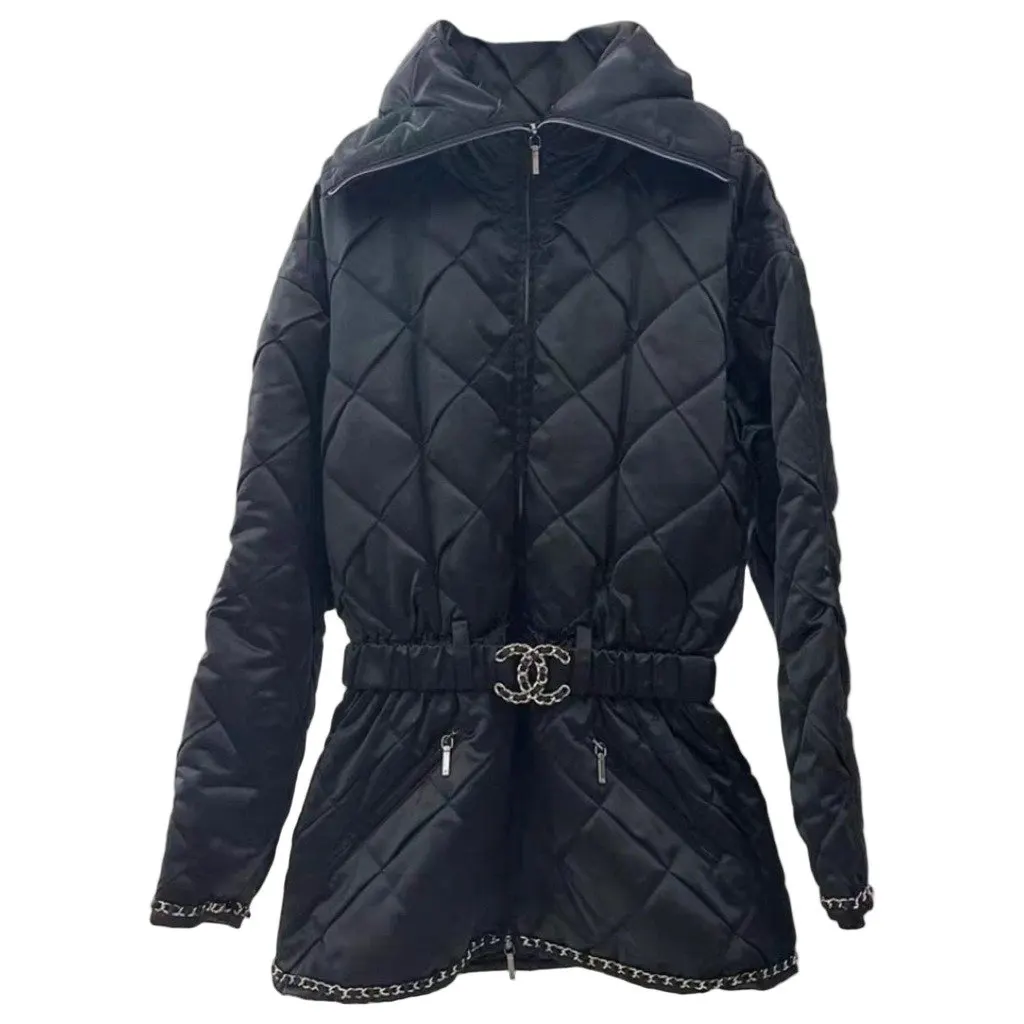 Chanel Black Polyester Leather Jacket Black Polyester Very good - Front View