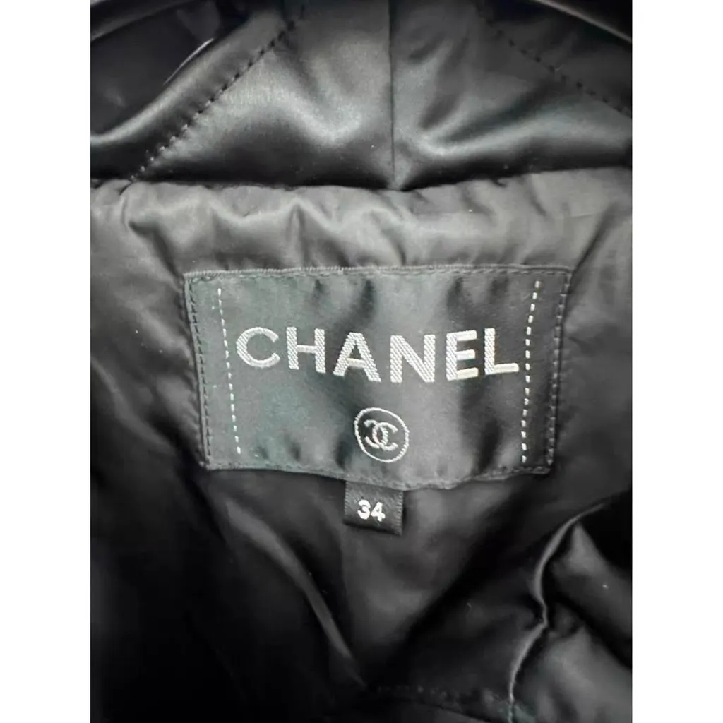 Chanel Black Polyester Leather Jacket Black Polyester Very good - Model View