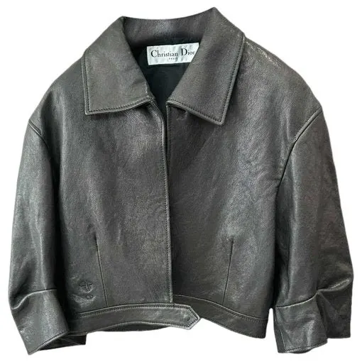 Dior Bar Black Leather Jacket Black Leather Very good - Front View