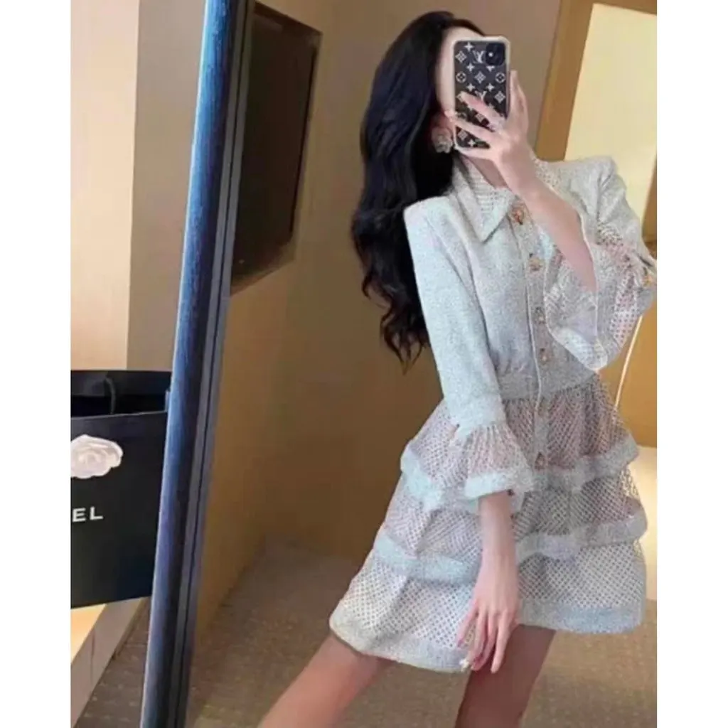 Chanel Polyester Dress MultiColor Polyester Very good - Model View