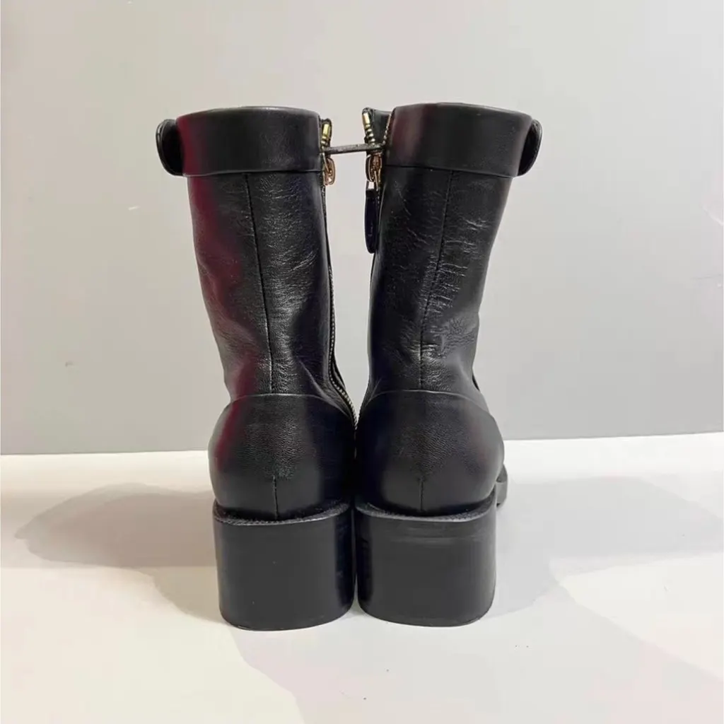 Chanel Black Leather Boots Black Leather Very good - Inside View