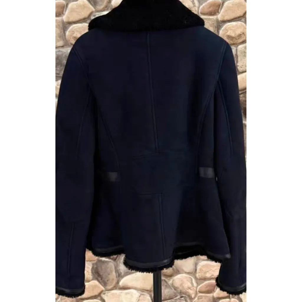 Hermes Navy Shearling Coat Navy Shearling Very good - Back View