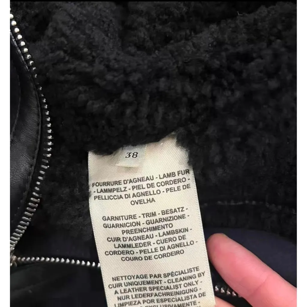Hermes Navy Shearling Coat Navy Shearling Very good - Model View