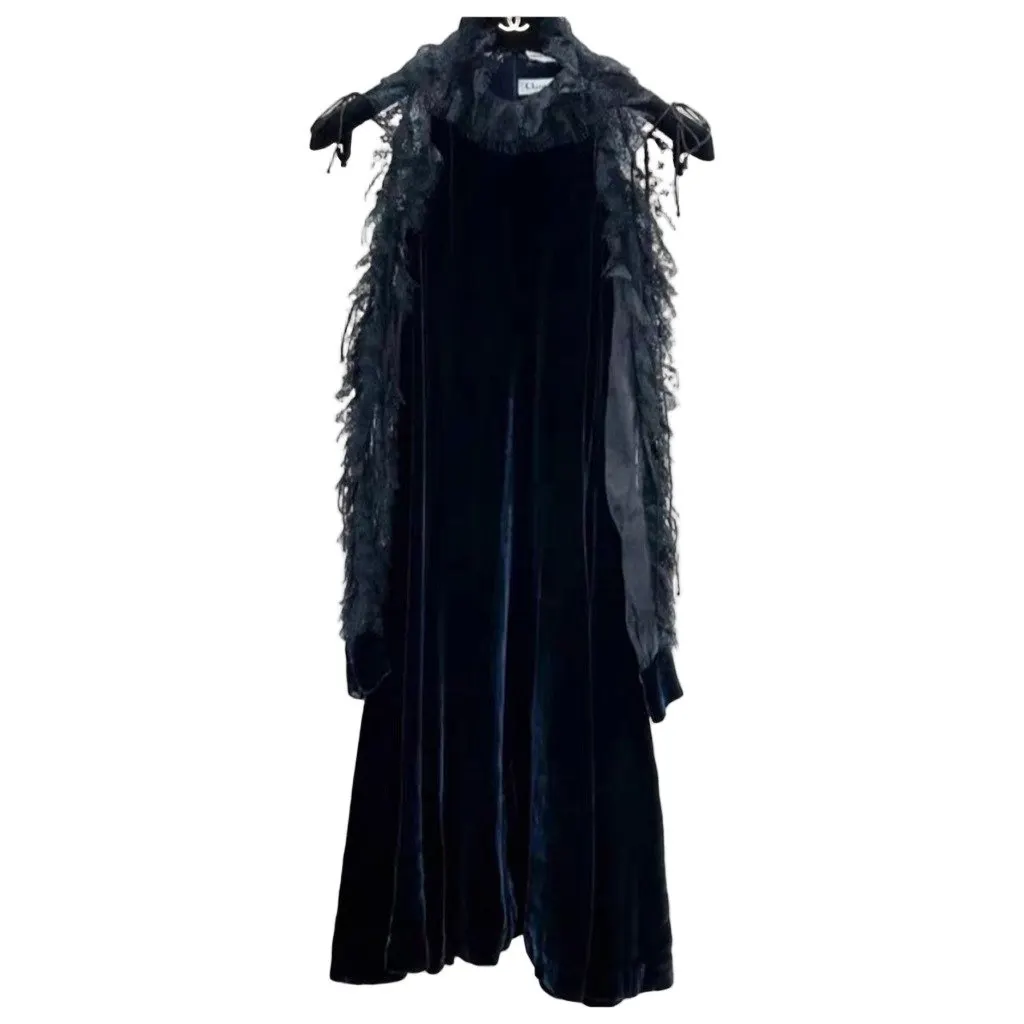 Dior Navy Velvet Dress Navy Velvet Very good - Front View