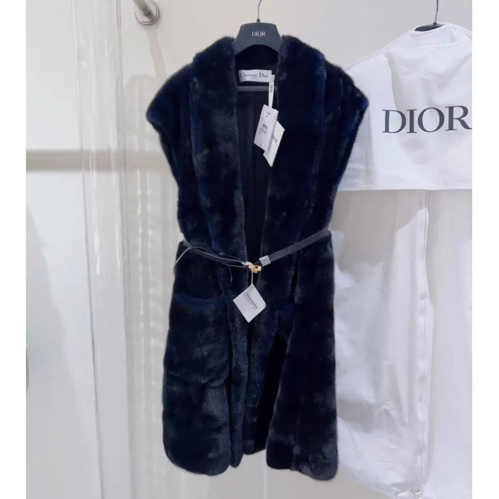 Dior Navy Mink Coat Navy Never worn, with tag - Back View