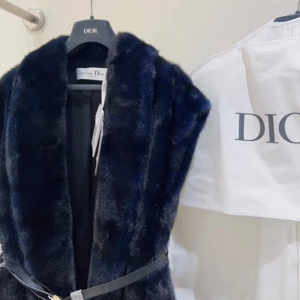 Dior Navy Mink Coat Navy Never worn, with tag - Inside View