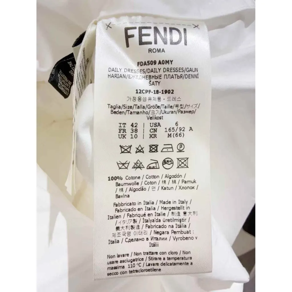 Fendi White Cotton Dress White Cotton Very good - Back View