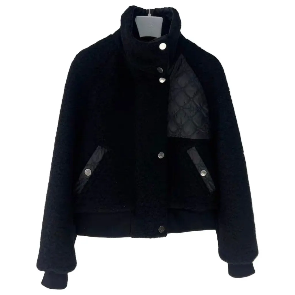 Hermes Black Wool Coat Black Wool Very good - Front View