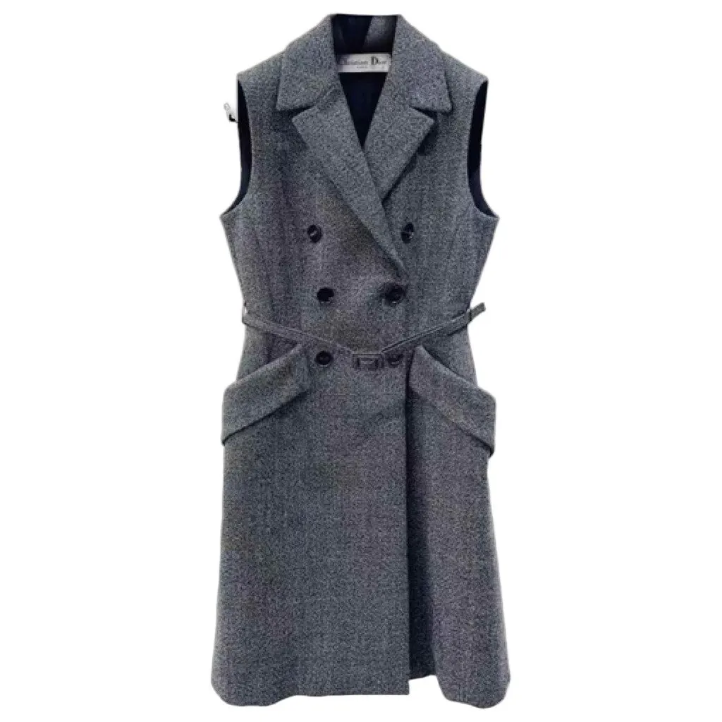 Dior Grey Wool Dress Grey Wool Very good - Front View