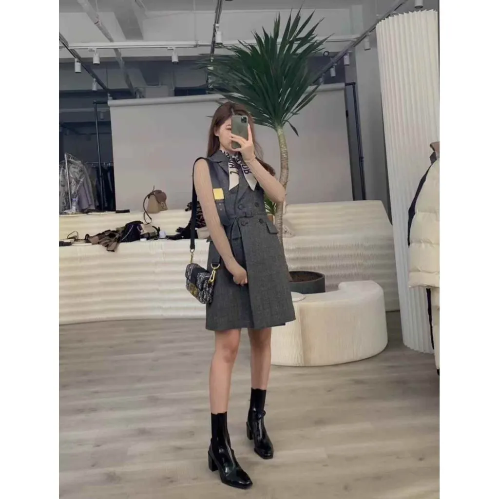 Dior Grey Wool Dress Grey Wool Very good - Box View