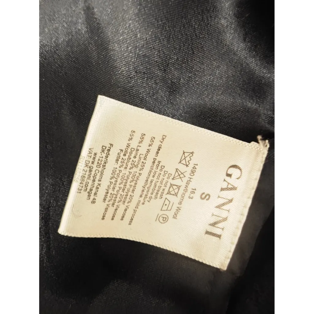 Ganni Navy Wool Coat Navy Wool Very good - Box View