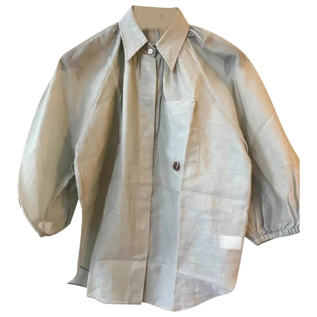 Brunello Cucinelli Khaki Linen Top Khaki Linen Very good - Front View