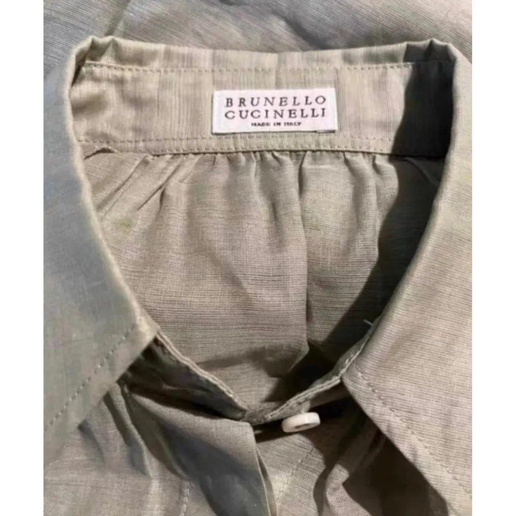 Brunello Cucinelli Khaki Linen Top Khaki Linen Very good - Inside View
