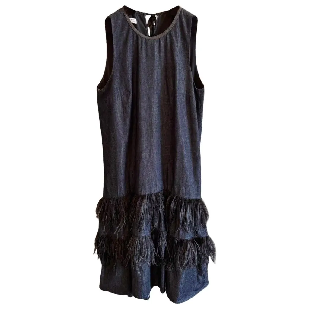 Brunello Cucinelli Navy Cotton Dress Navy Cotton Very good - Front View