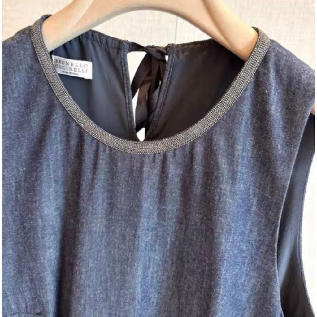 Brunello Cucinelli Navy Cotton Dress Navy Cotton Very good - Inside View