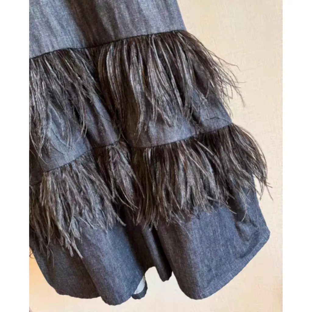 Brunello Cucinelli Navy Cotton Dress Navy Cotton Very good - Model View