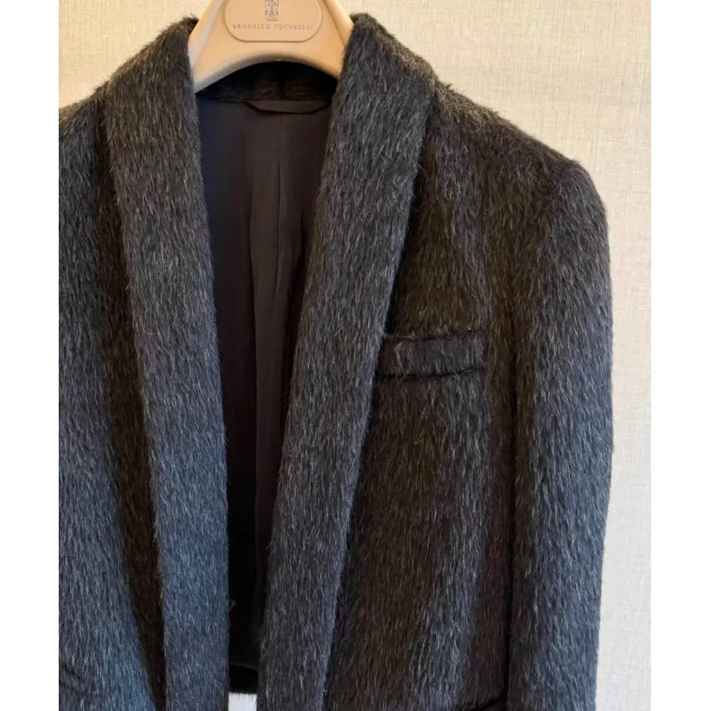 Brunello Cucinelli Grey Wool Coat Grey Wool Very good - Back View