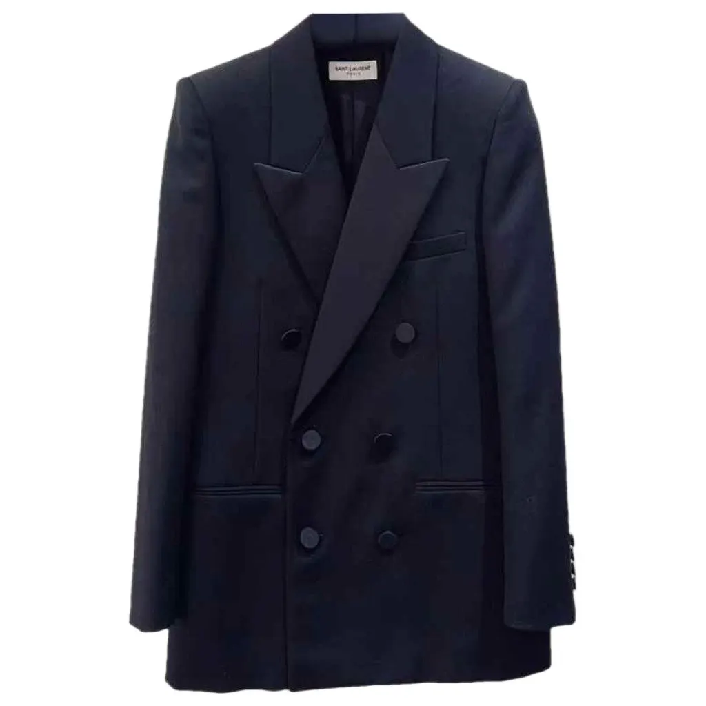 Saint Laurent Black Wool Jacket Black Wool Never worn - Front View