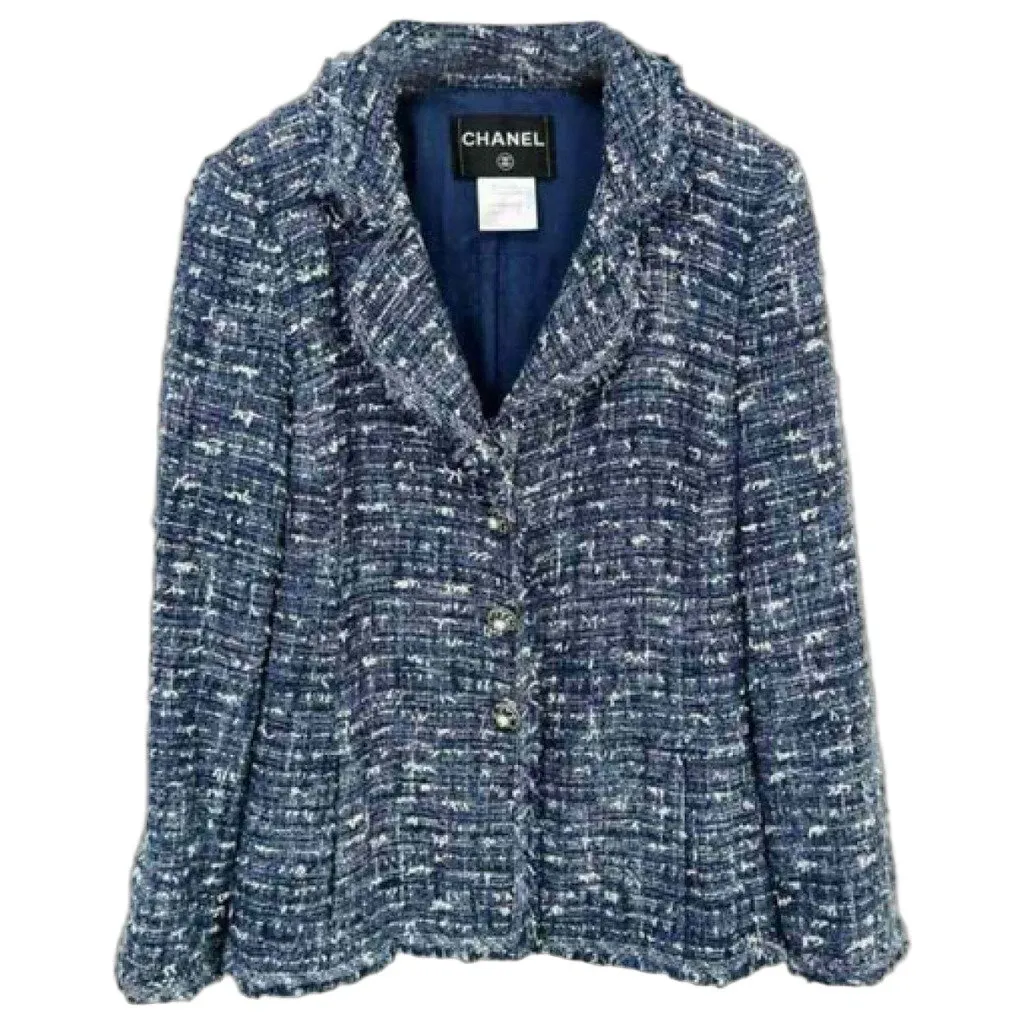 Chanel La Petite Veste Noire Blue Tweed Jacket Blue Tweed Very good - Front View