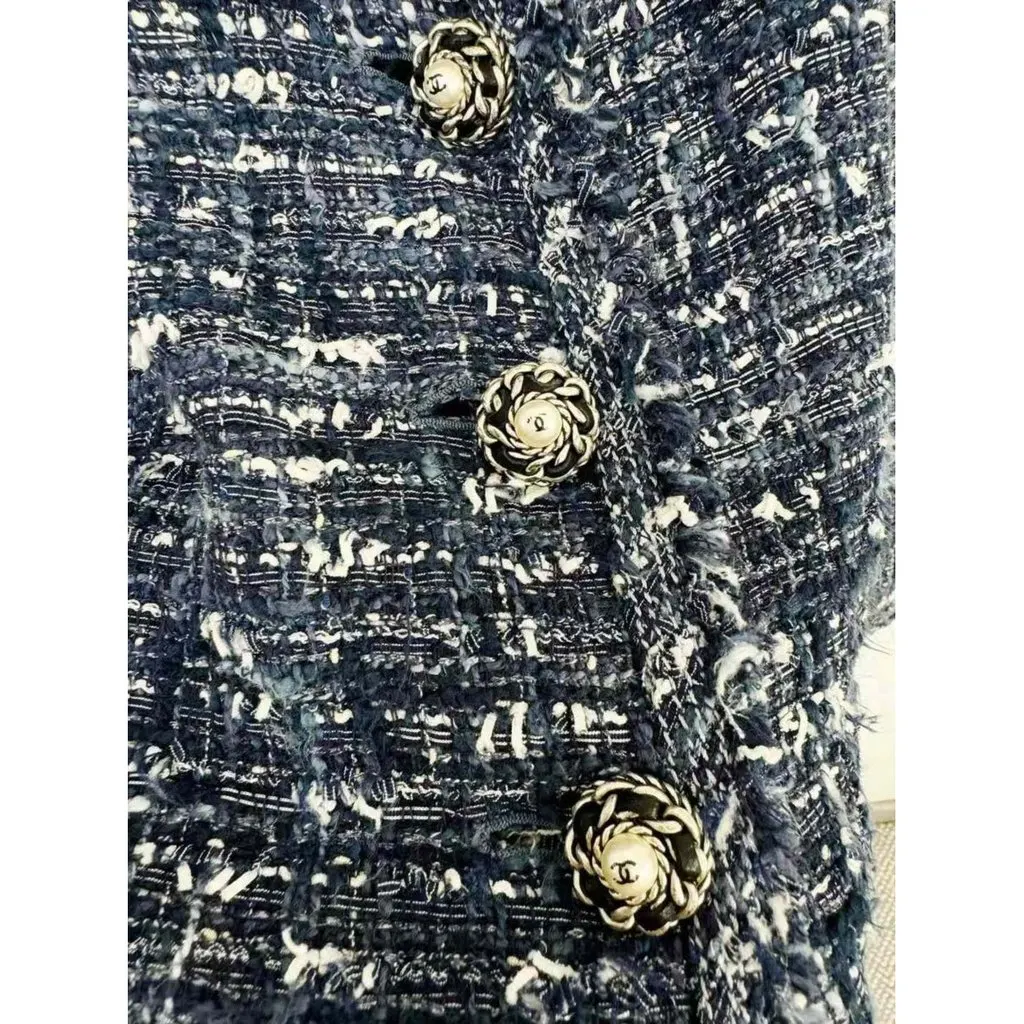 Chanel La Petite Veste Noire Blue Tweed Jacket Blue Tweed Very good - Back View