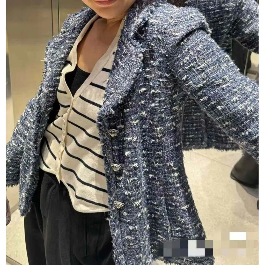 Chanel La Petite Veste Noire Blue Tweed Jacket Blue Tweed Very good - Box View