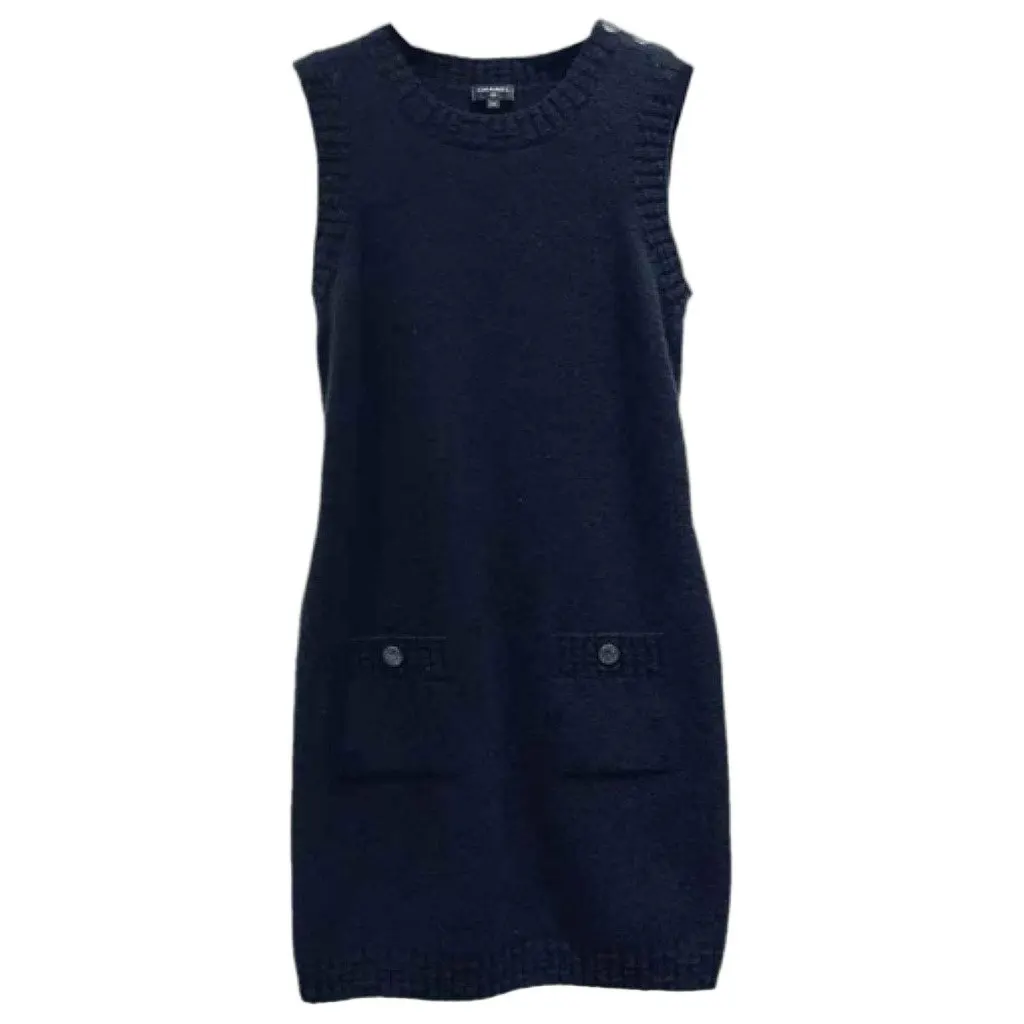 Chanel Black Cashmere Dress Black Cashmere Very good - Front View