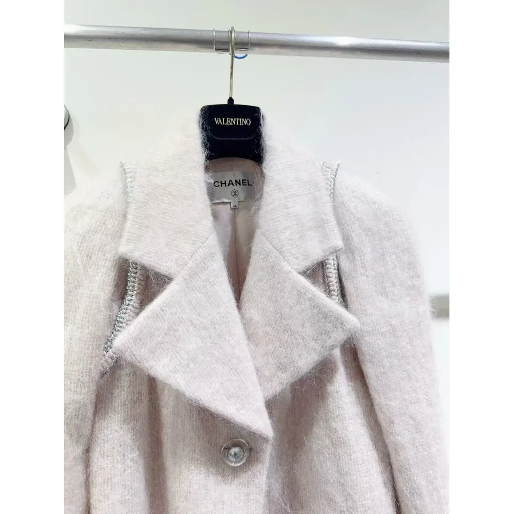 Chanel Pink Wool Coat Pink Wool Very good - Back View