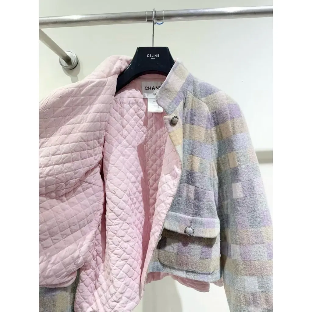 Chanel Wool Coat MultiColor Wool Very good - Model View