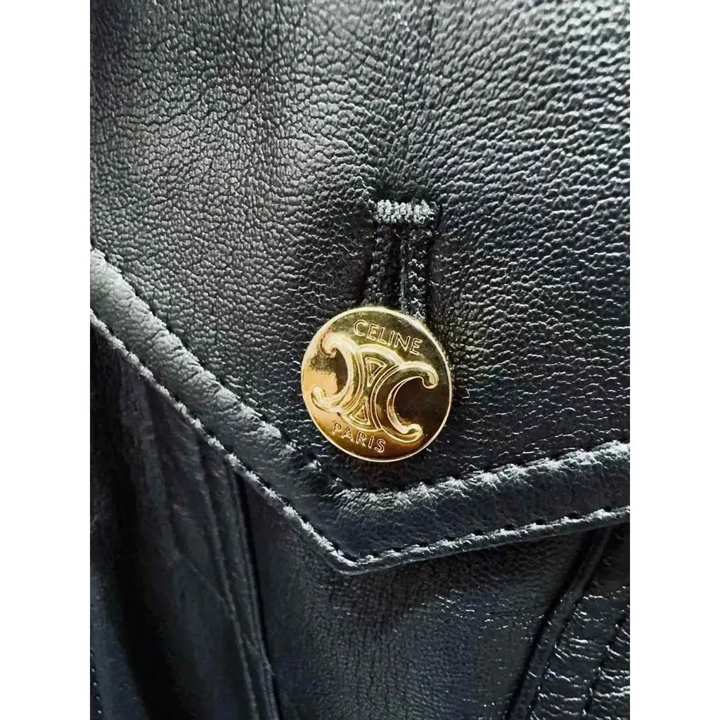Celine Black Leather Jacket Black Leather Never worn, with tag - Back View