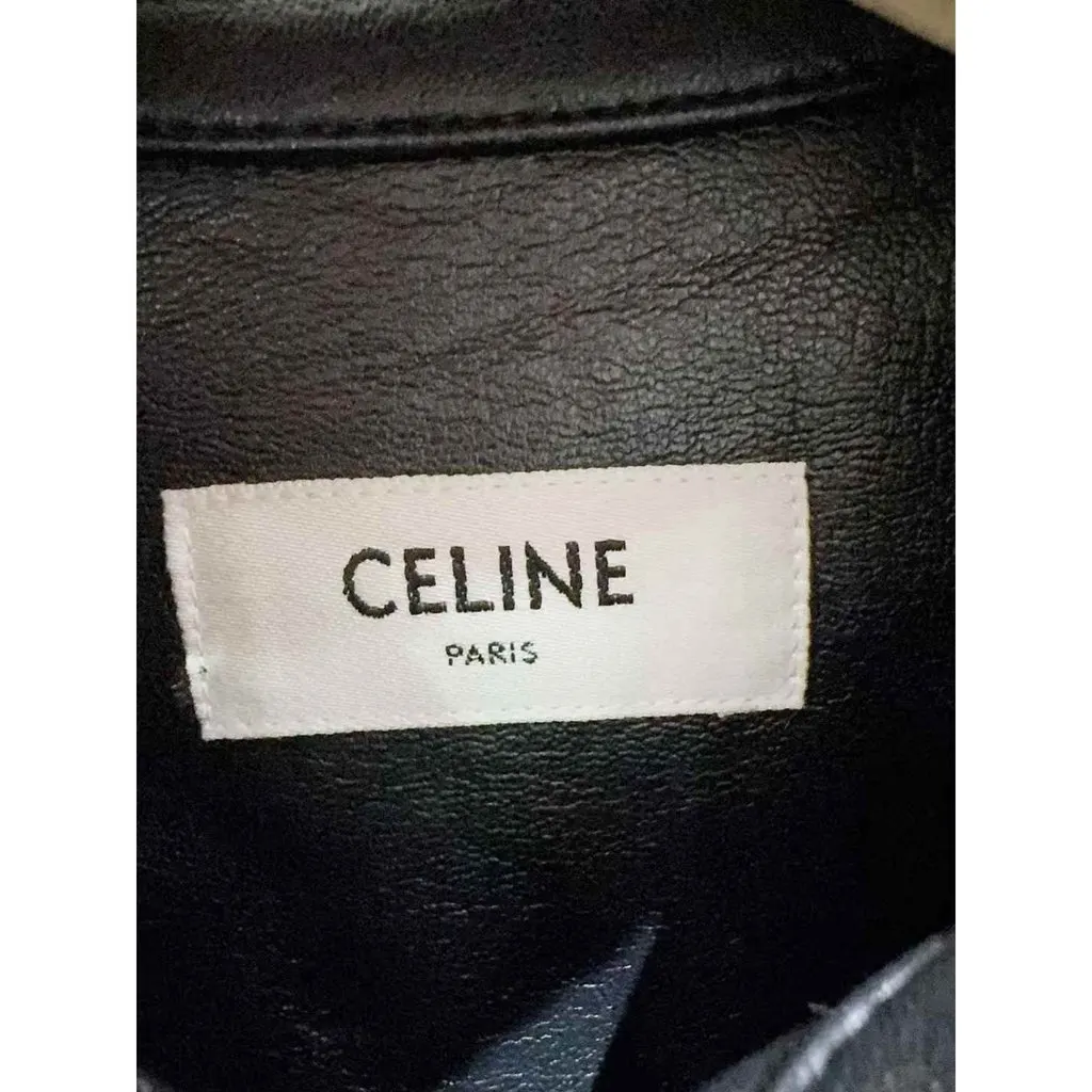 Celine Black Leather Jacket Black Leather Never worn, with tag - Inside View