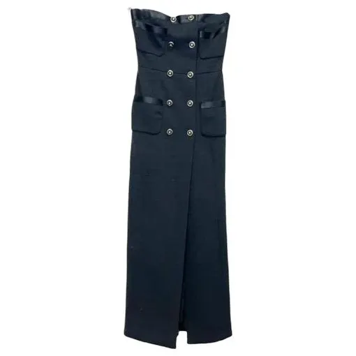 Chanel Black Wool Dress Black Wool Very good - Front View