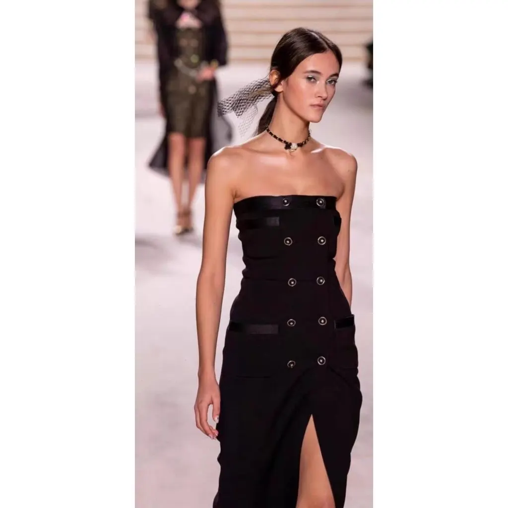 Chanel Black Wool Dress Black Wool Very good - Box View
