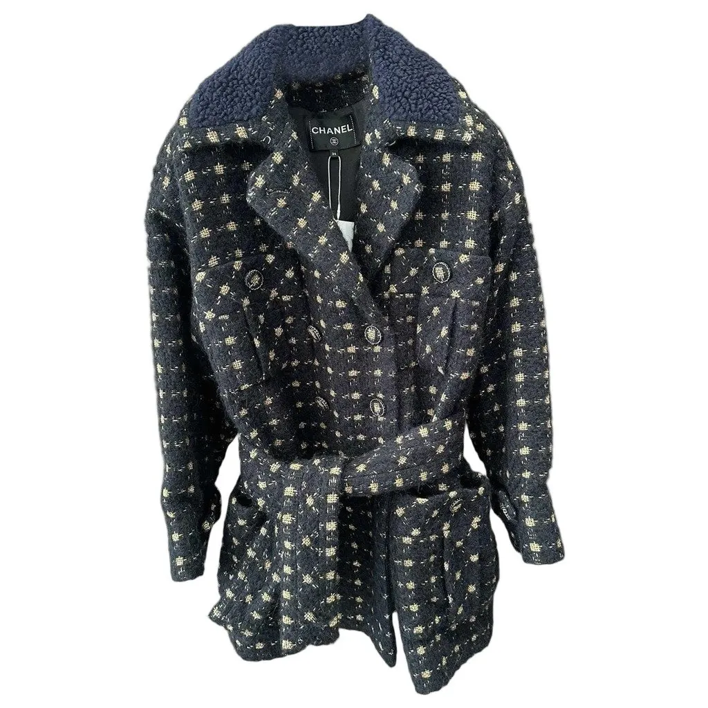 Chanel Wool Coat MultiColor Wool Very good - Front View