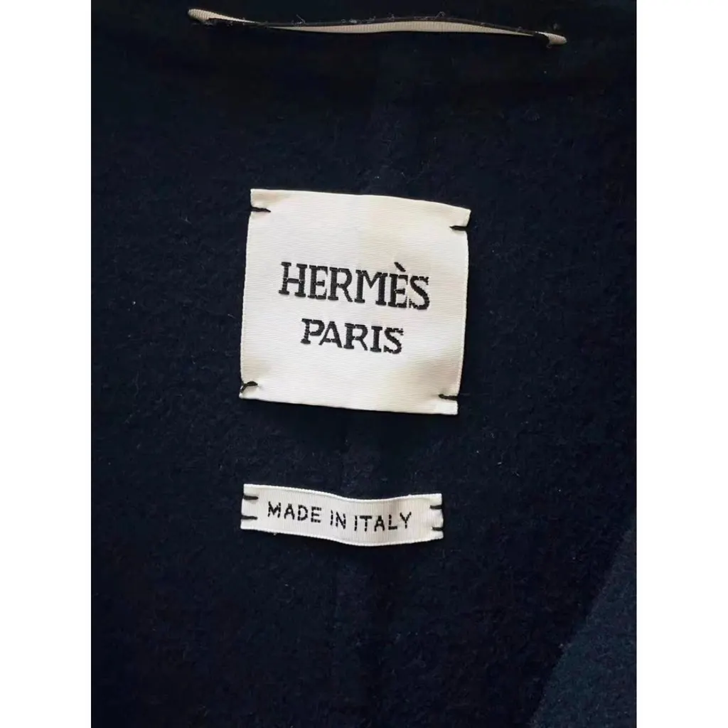 Hermès Navy Cashmere Coat Navy Cashmere Very good - Model View