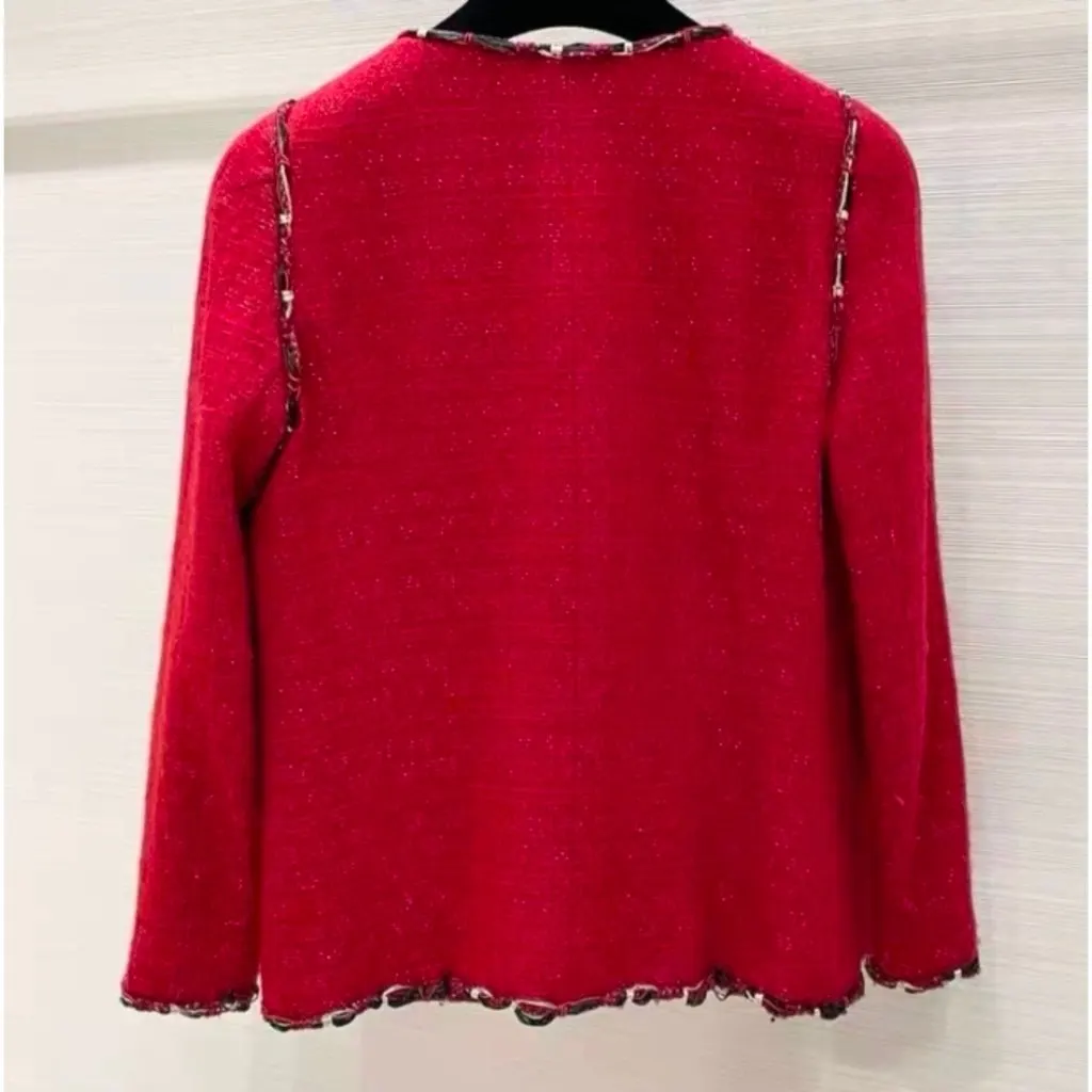 Chanel La Petite Veste Noire Red Wool Jacket Red Wool Very good - Back View