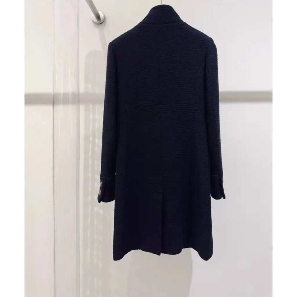 Chanel Black Wool Coat Black Wool Very good - Back View