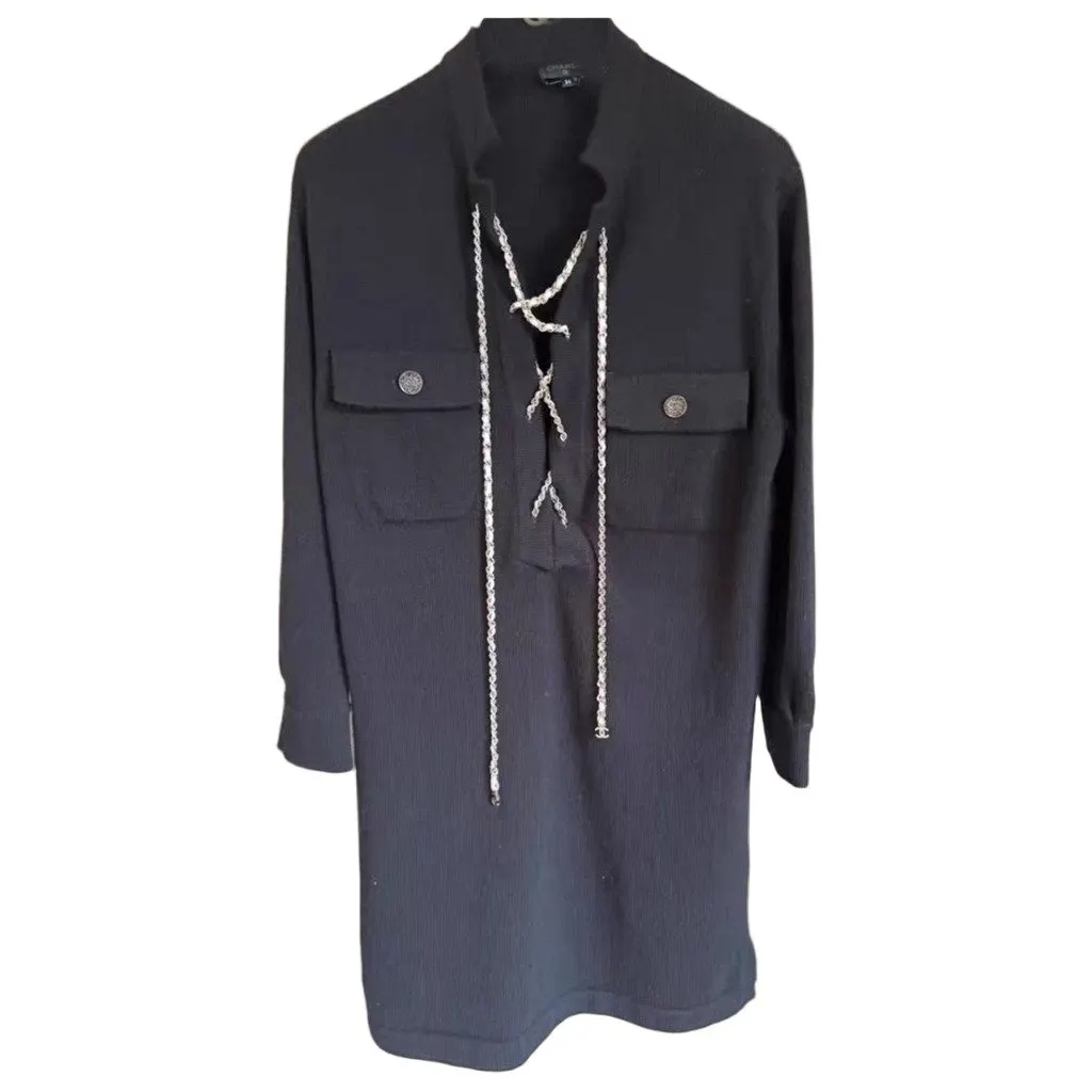Chanel Black Cashmere Dress Black Cashmere Very good - Front View