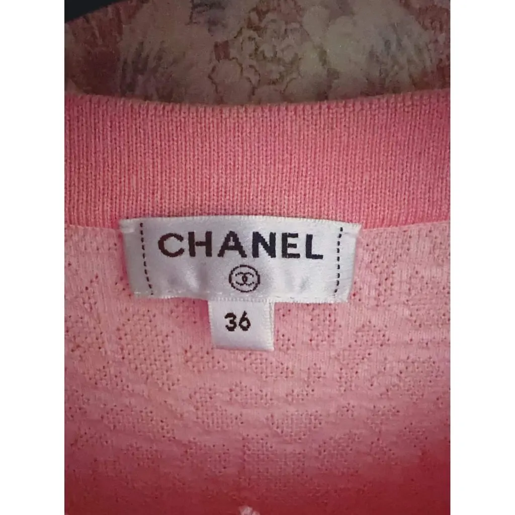 Chanel Pink Cotton Dress Pink Cotton Very good - Model View