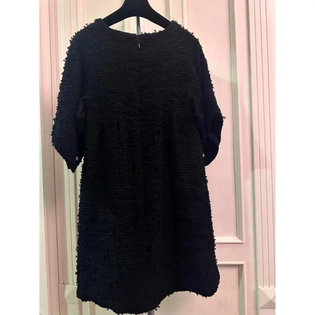 Chanel Black Tweed Dress Black Tweed Very good - Back View