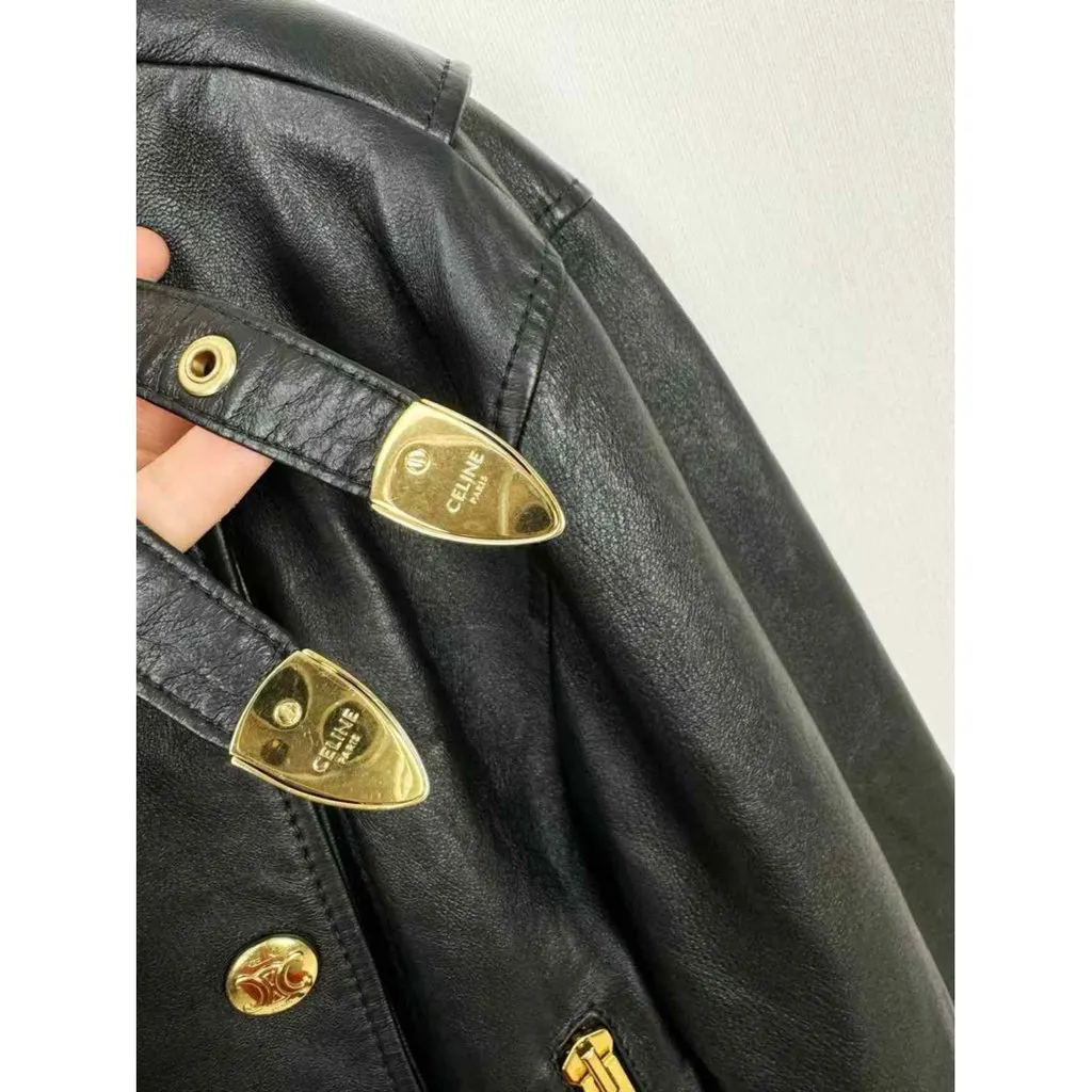Celine Black Leather Jacket Black Leather Very good - Inside View