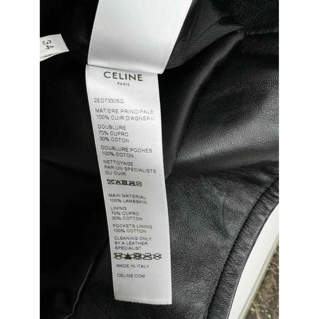 Celine Black Leather Jacket Black Leather Very good - Box View