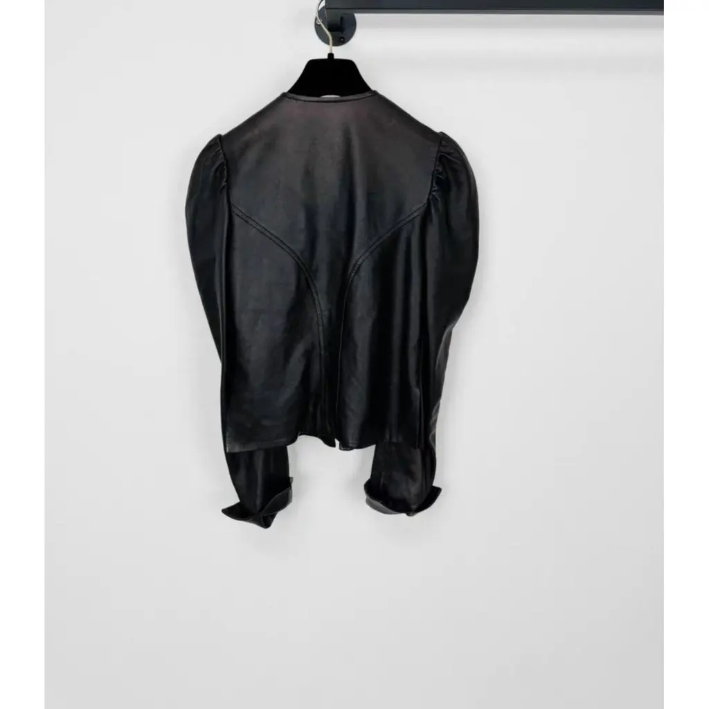 Louis Vuitton Black Leather Jacket Black Leather Very good - Back View