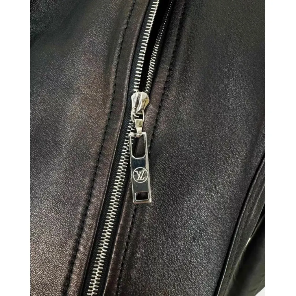 Louis Vuitton Black Leather Jacket Black Leather Very good - Inside View
