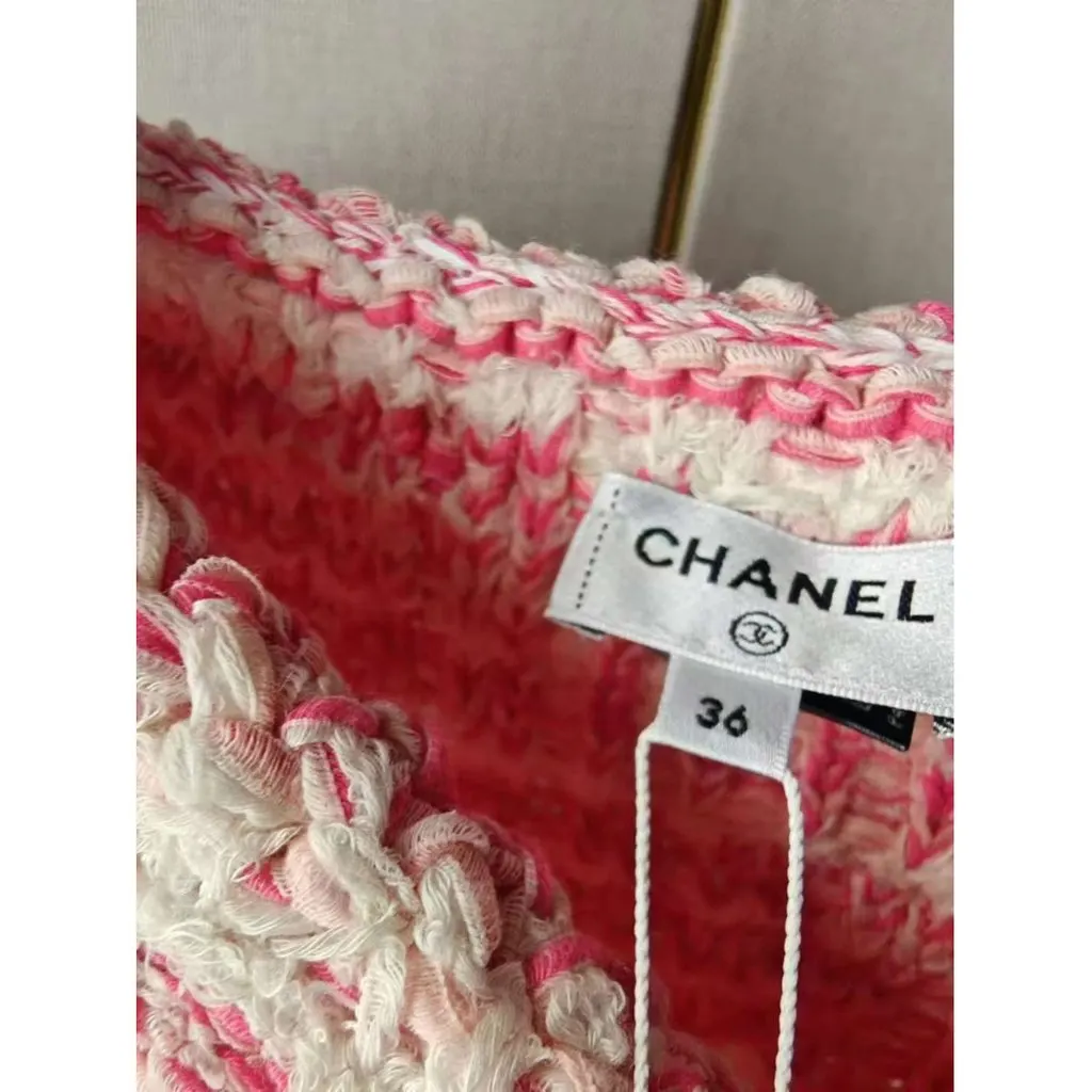 Chanel Pink Cotton Knitwear Pink Cotton Never worn, with tag - Box View