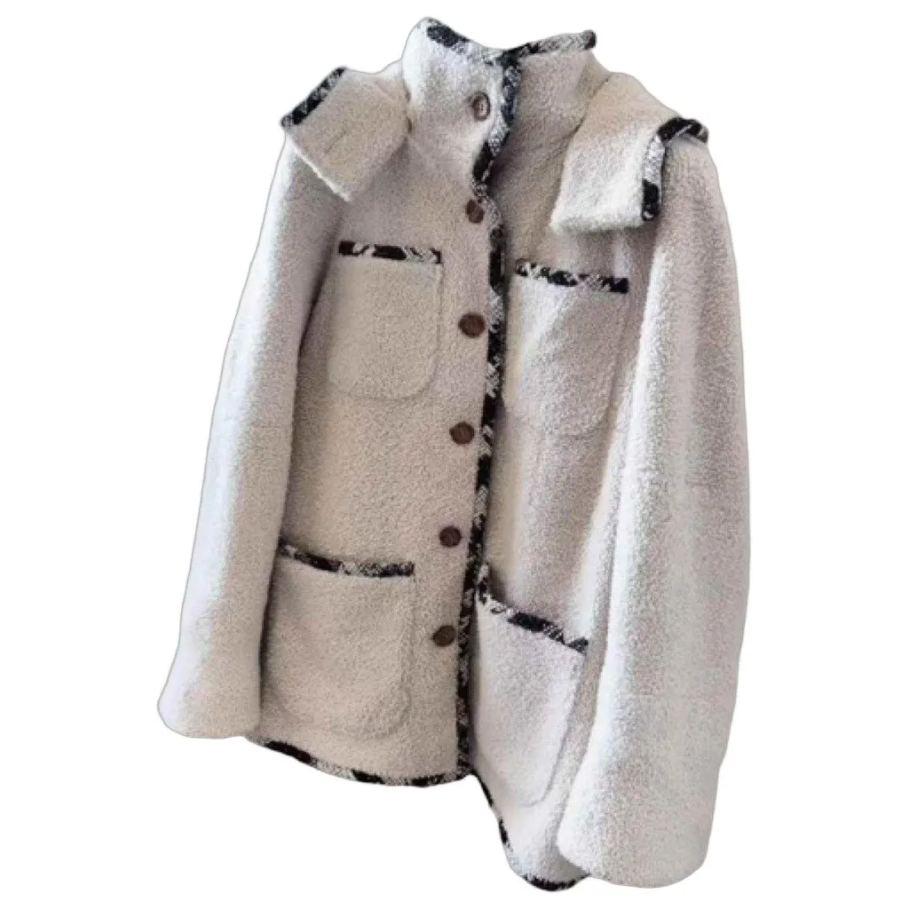 Chanel Shearling Coat MultiColor Shearling Very good - Front View