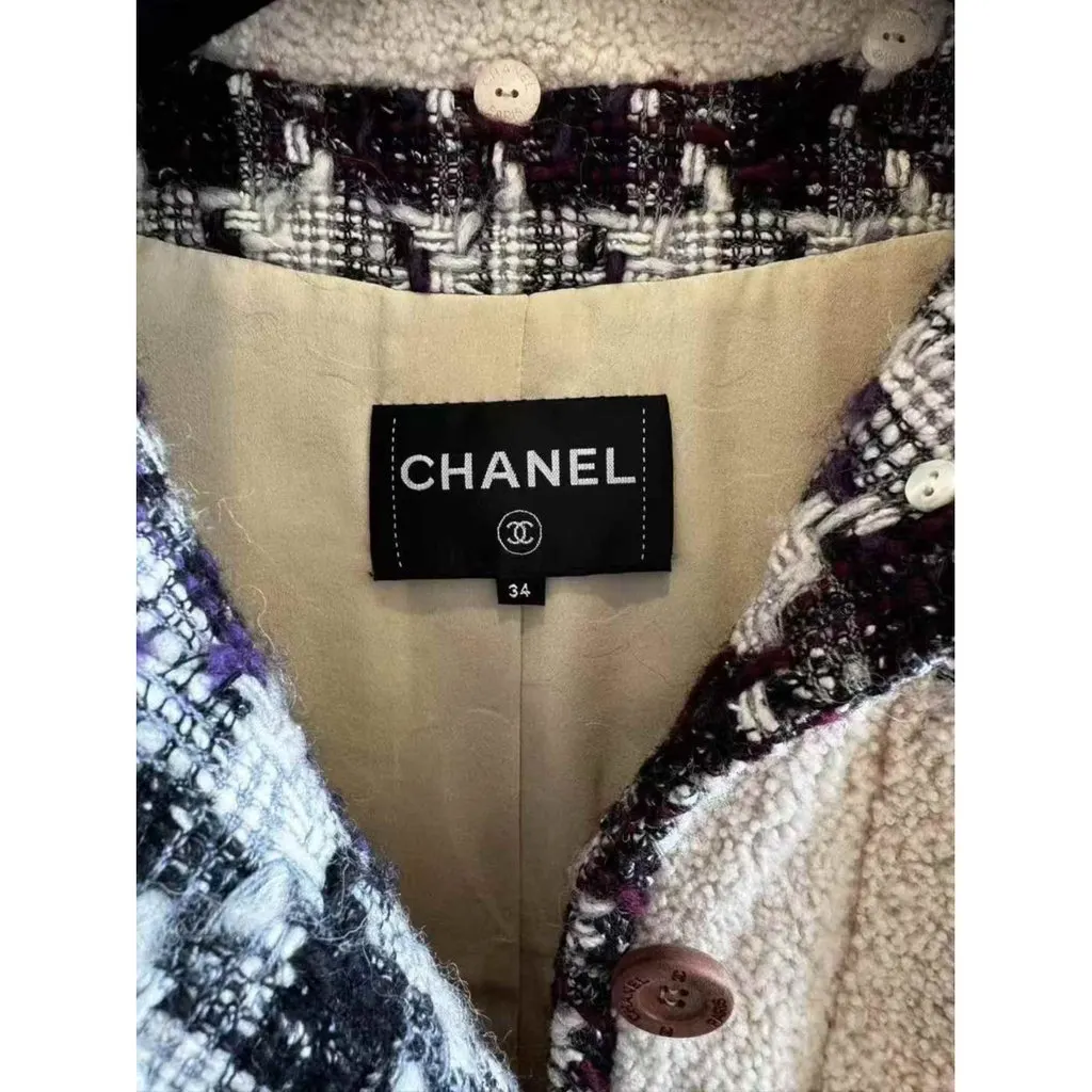 Chanel Shearling Coat MultiColor Shearling Very good - Model View