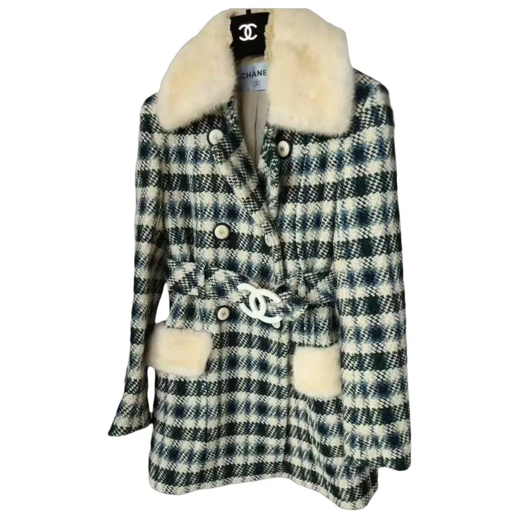Chanel Wool Coat MultiColor Wool Very good - Front View