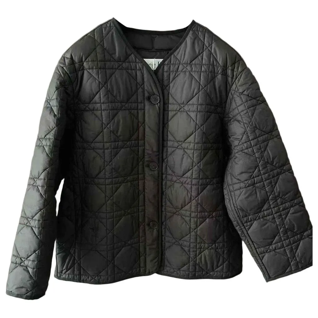 Dior Black Polyester Leather Jacket Black Polyester Very good - Front View