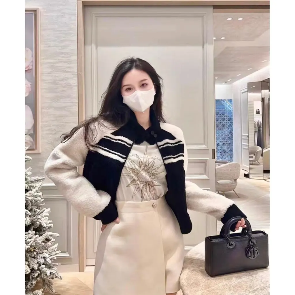 Dior Shearling Coat MultiColor Shearling Very good - Model View